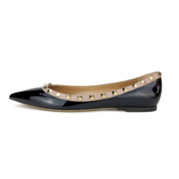 VALENTINO Rockstud Flats in Black Patent Leather - Replica Handbags Shopping
.com