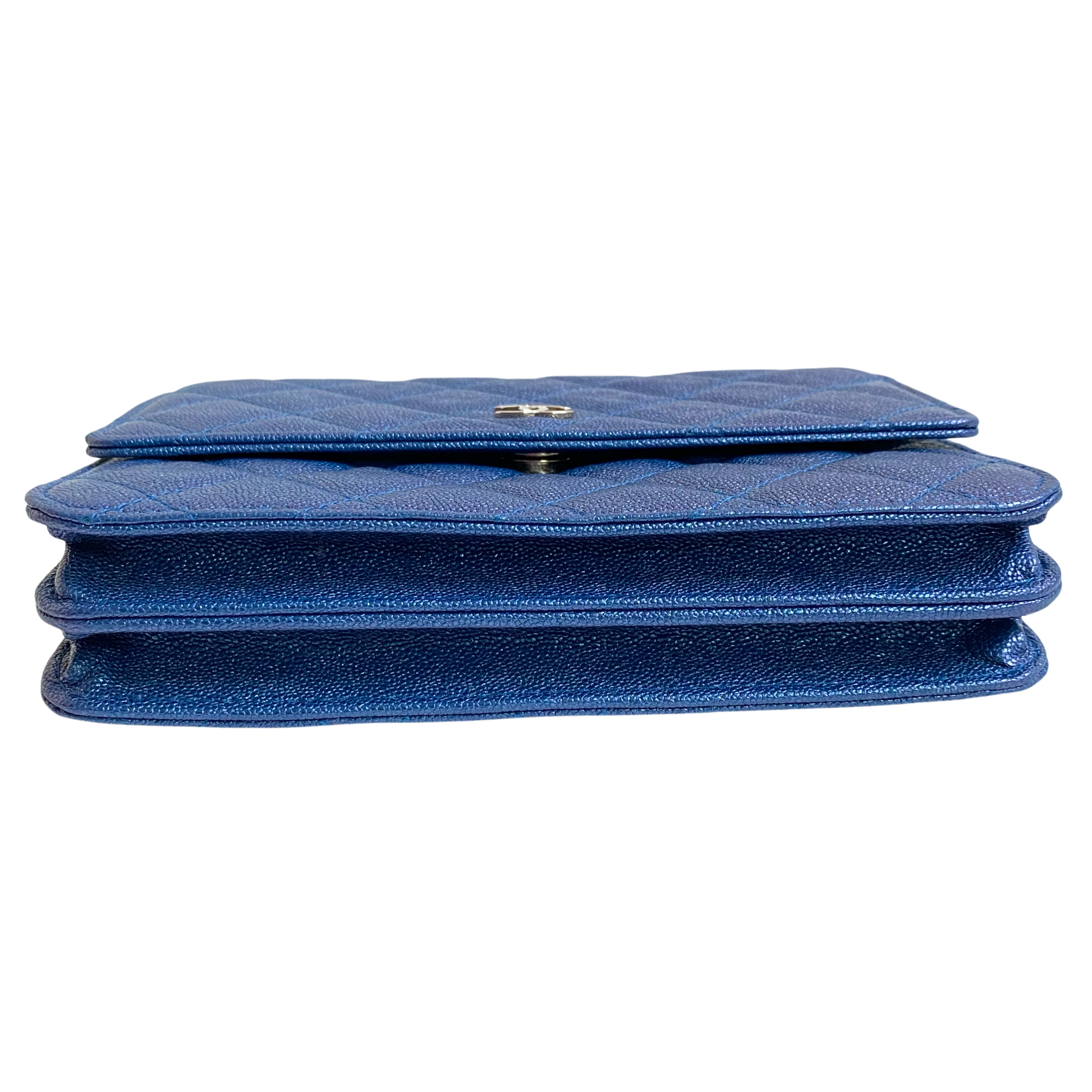 CHANEL Square Wallet On Chain WOC in 19S Iridescent Blue Caviar - Replica Shoes .com