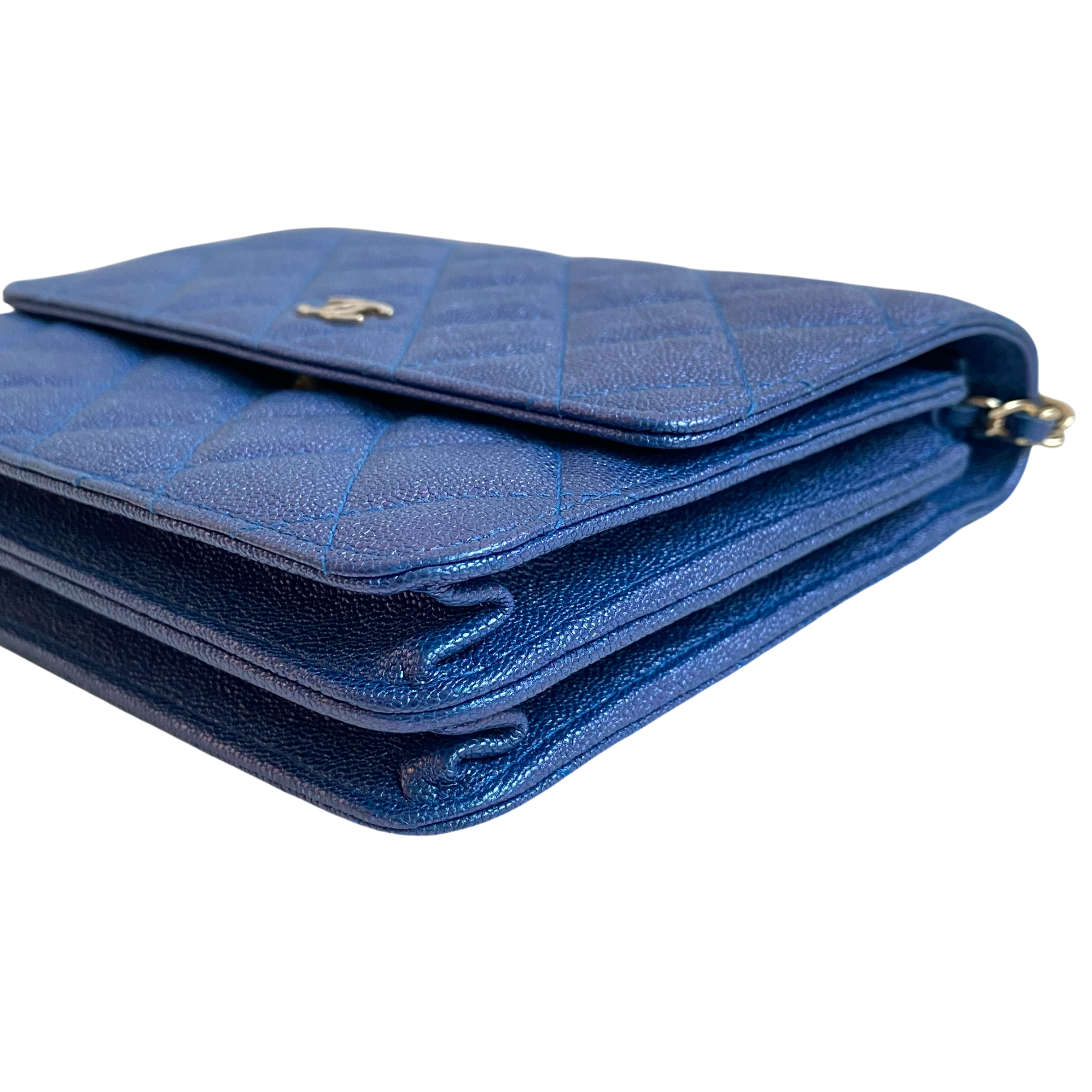 CHANEL Square Wallet On Chain WOC in 19S Iridescent Blue Caviar - Replica Shoes .com