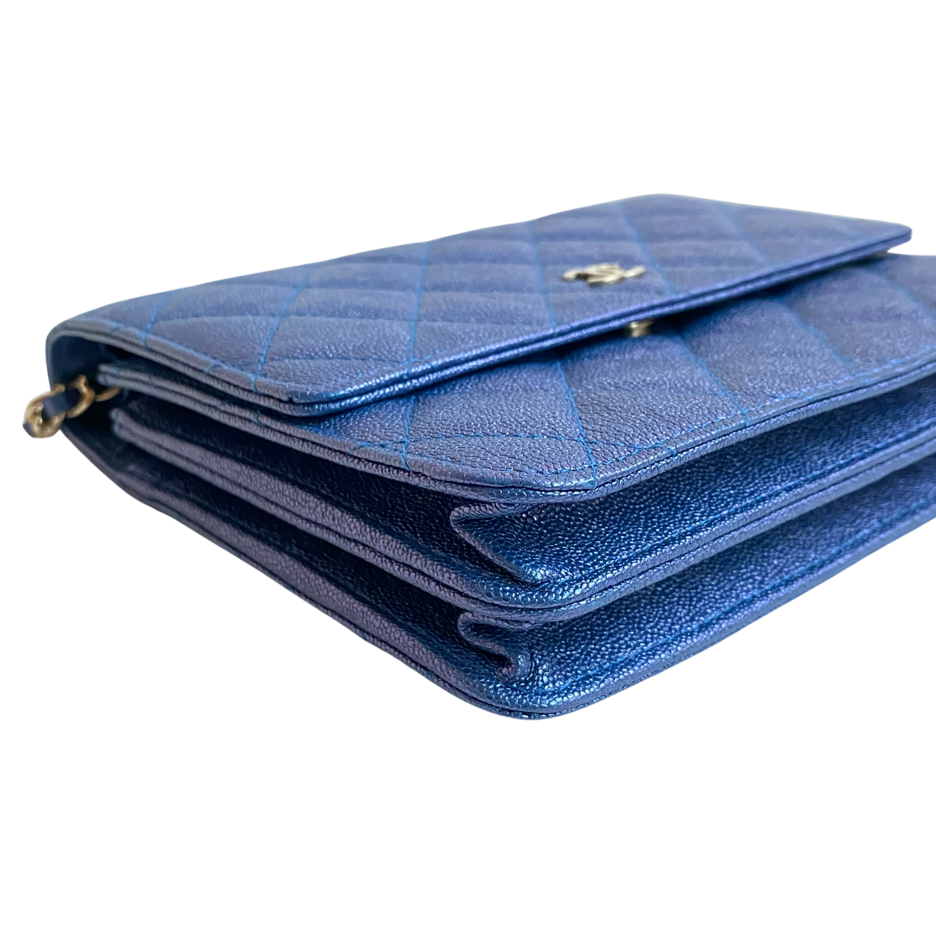 CHANEL Square Wallet On Chain WOC in 19S Iridescent Blue Caviar - Replica Shoes .com