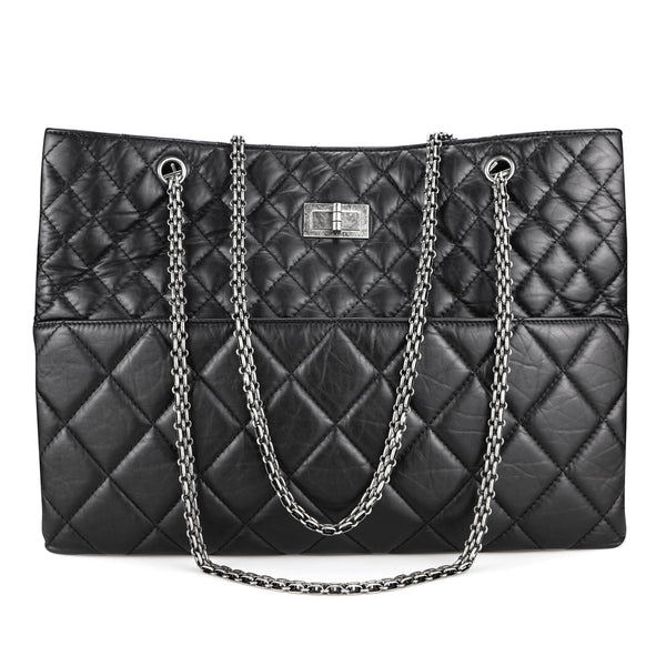 CHANEL Large 2.55 Reissue Shopping Tote in Black Aged Calfskin - Replica Handbags Shopping
.com