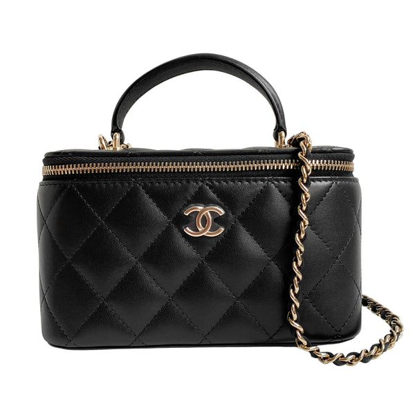 CHANEL 22P Small Vanity Case with Chain in Black Lambskin - Replica Handbags Shopping
.com