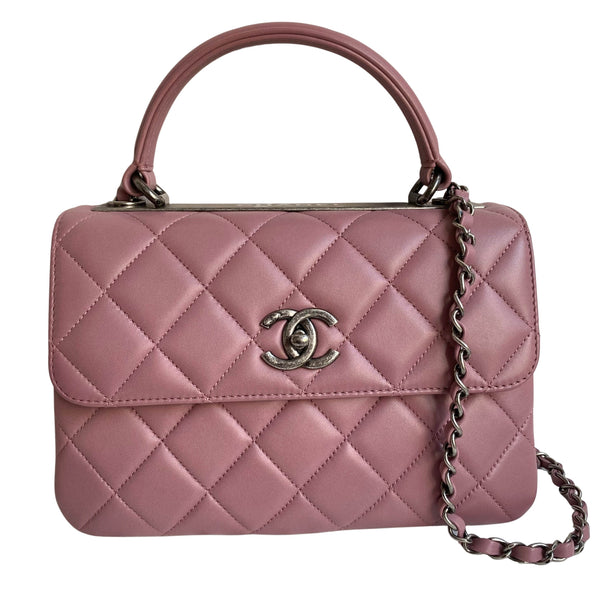 CHANEL Small Trendy CC Flap Bag with Top Handle in Mauve Pink Lambskin - Replica Handbags Shopping
.com