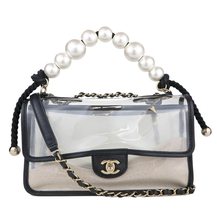 CHANEL Coco Sand Pearl Strap PVC Medium Flap Bag - Replica Handbags Shopping
.com