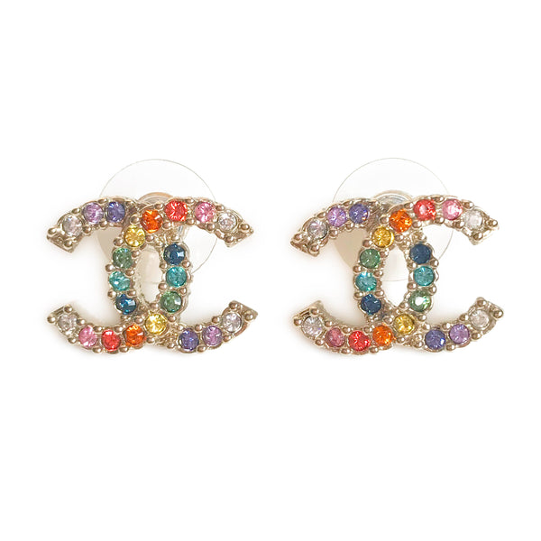 CHANEL Rainbow Crystal Large CC Logo Stud Earrings - Replica Handbags Shopping
.com