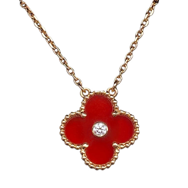 VAN CLEEF 
ARPELS 2011 Carnelian Vintage Alhambra Diamond Holiday Pendant Necklace - Replica Handbags Shopping
.com