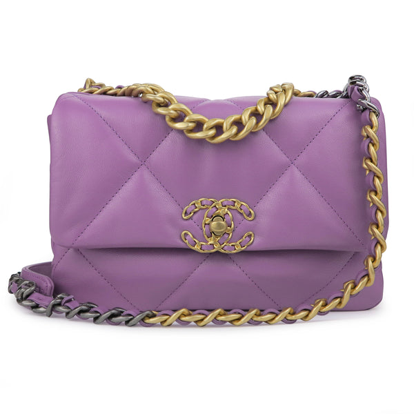 CHANEL CHANEL 19 Small Flap Bag in Purple Lambskin - Replica Handbags Shopping
.com