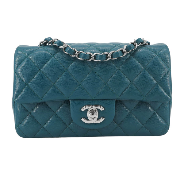 CHANEL 18B Dark Turquoise Caviar Classic Mini Rectangular Flap Bag - Replica Handbags Shopping
.com