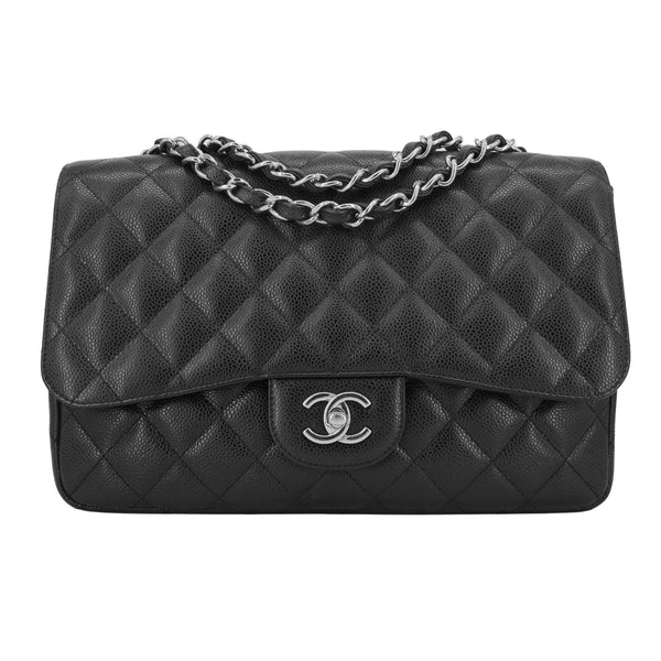 CHANEL Jumbo Classic Single Flap Bag in Black Caviar - Replica Handbags Shopping
.com