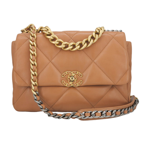 CHANEL Chanel 19 Medium Flap Bag in 21K Caramel Lambskin | Replica Handbags Shopping
