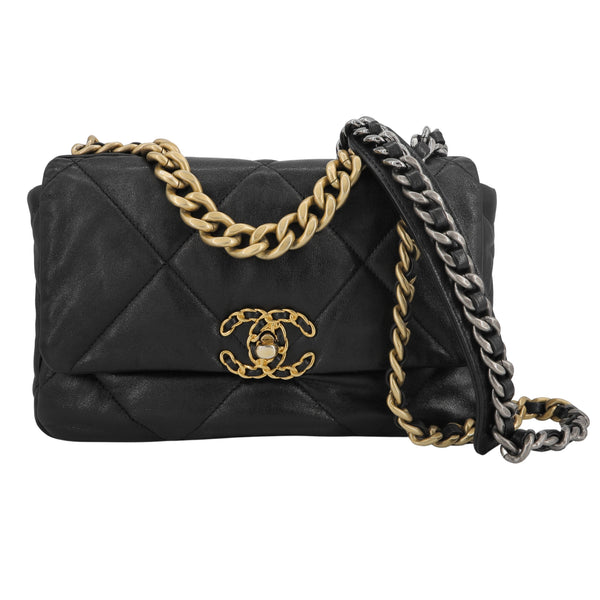 CHANEL 19 Small Flap Bag in Black Lambskin