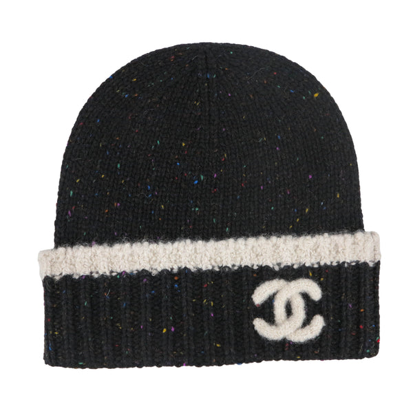 CHANEL CC Logo Black Rainbow Specks Cashmere Beanie Hat - Replica Handbags Shopping
.com