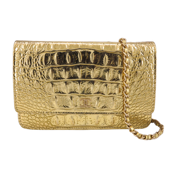 CHANEL 19A Gold Croc Embossed Calfskin Wallet On Chain WOC - Replica Handbags Shopping
.com