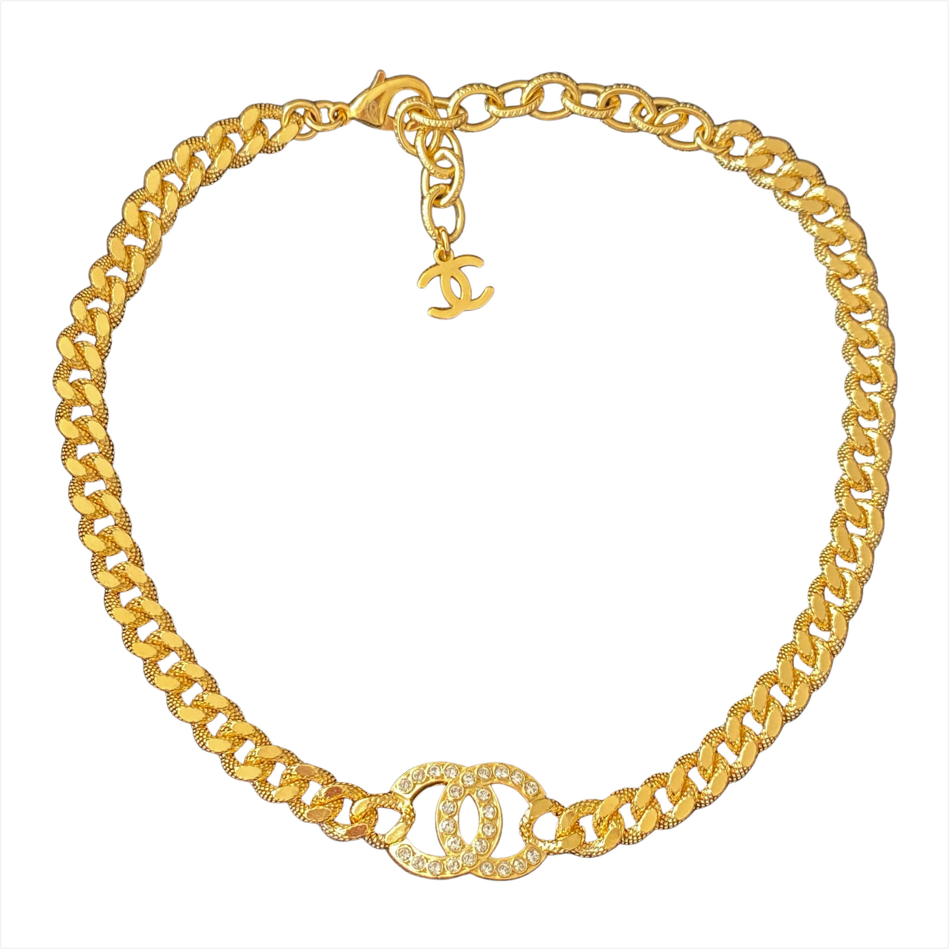 CHANEL 22A CC Logo Gold Chain Choker Necklace - Replica Shoes .com