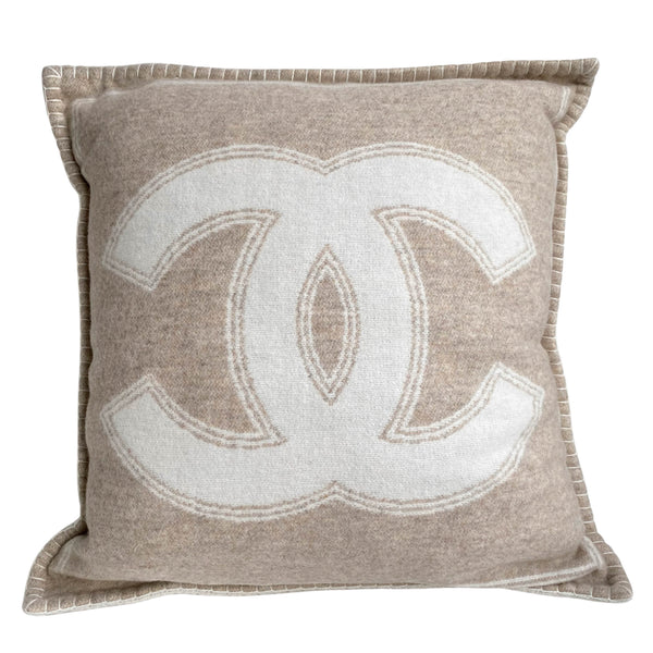 CHANEL Merino Wool Cashmere CC Pillow Cushion Beige Ivory - Replica Handbags Shopping
.com