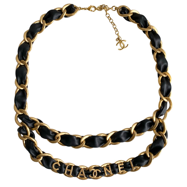 CHANEL 20C Letter Logo Black Leather Gold Chain Belt - Replica Handbags Shopping
.com